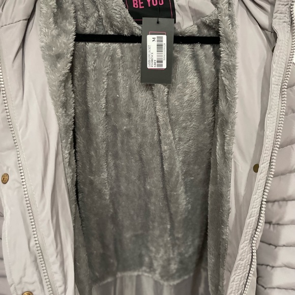 Long Hooded Puffer Jacket Grey - M - Picture 11 of 16